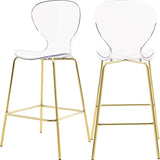 Clarion Lucite Polycarbonate / Metal Contemporary Gold Metal Stool - 20" W x 19" D x 42" H