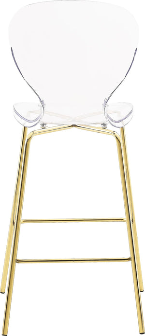 Clarion Lucite Polycarbonate / Metal Contemporary Gold Metal Stool - 20" W x 19" D x 42" H