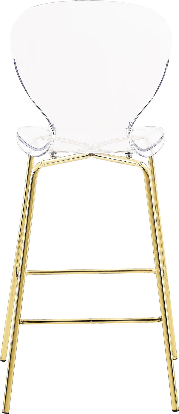 Clarion Lucite Polycarbonate / Metal Contemporary Gold Metal Stool - 20" W x 19" D x 42" H