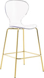 Clarion Lucite Polycarbonate / Metal Contemporary Gold Metal Stool - 20" W x 19" D x 42" H