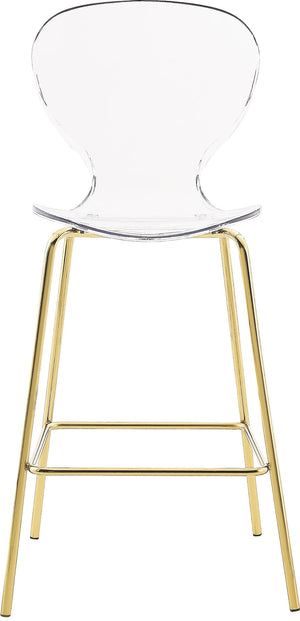 Clarion Lucite Polycarbonate / Metal Contemporary Gold Metal Stool - 20" W x 19" D x 42" H