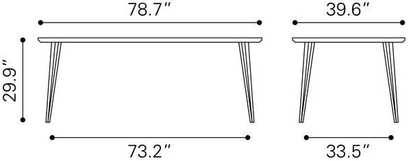 Zuo Modern Perpignan MDF, Steel Modern Commercial Grade Dining Table Brown, Gray MDF, Steel