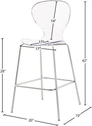 Clarion Lucite Polycarbonate / Metal Contemporary Chrome Metal Stool - 20" W x 19" D x 42" H