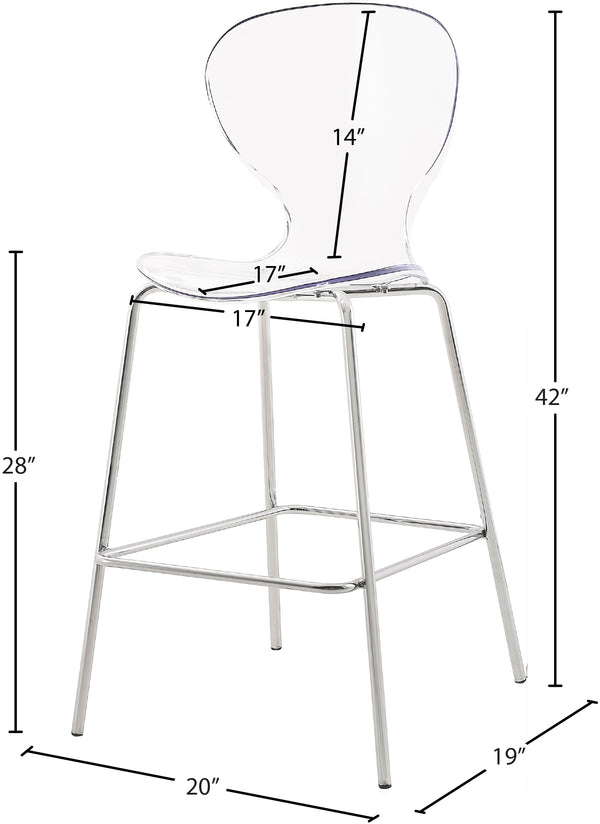 Clarion Lucite Polycarbonate / Metal Contemporary Chrome Metal Stool - 20" W x 19" D x 42" H