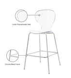 Clarion Lucite Polycarbonate / Metal Contemporary Chrome Metal Stool - 20" W x 19" D x 42" H