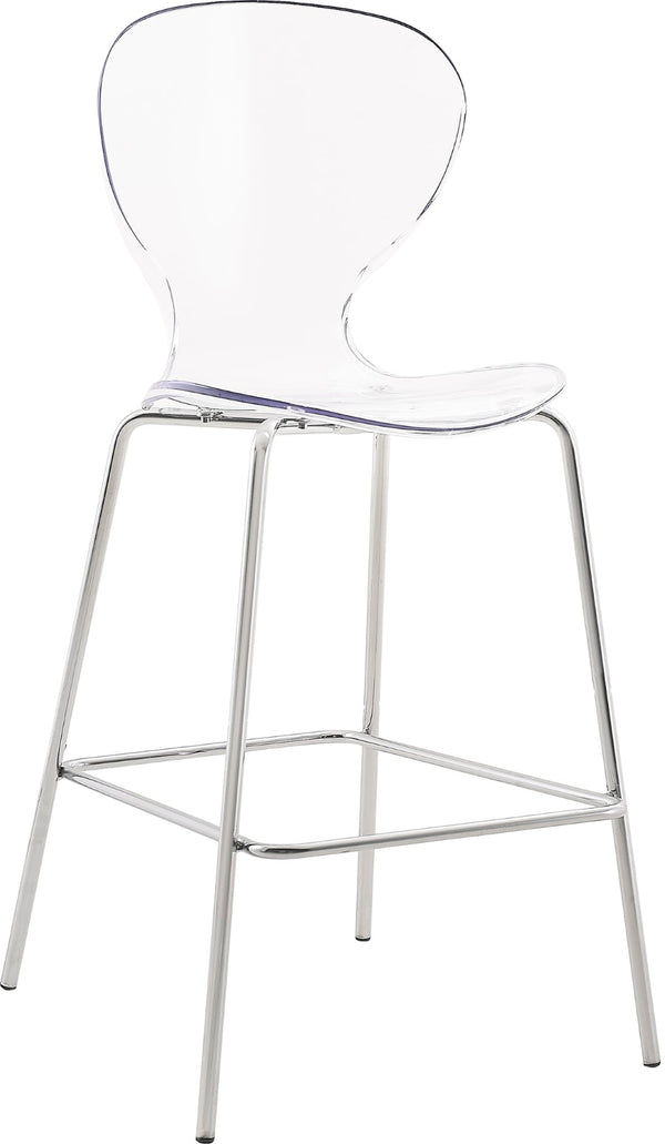 Clarion Lucite Polycarbonate / Metal Contemporary Chrome Metal Stool - 20" W x 19" D x 42" H