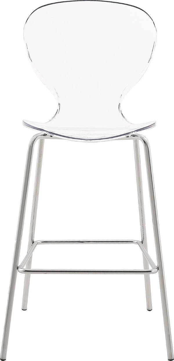 Clarion Lucite Polycarbonate / Metal Contemporary Chrome Metal Stool - 20" W x 19" D x 42" H
