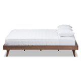Baxton Studio Jacob Mid-Century Modern Walnut Brown Finished Solid Wood Full Size Bed Frame