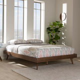 Baxton Studio Jacob Mid-Century Modern Walnut Brown Finished Solid Wood King Size Bed Frame