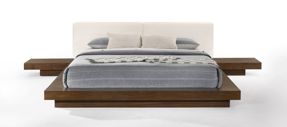 VIG Furniture Modrest Tokyo - Eastern King Contemporary Walnut and White Platform Bed  VGMABR-90-WAL-WHT-EK