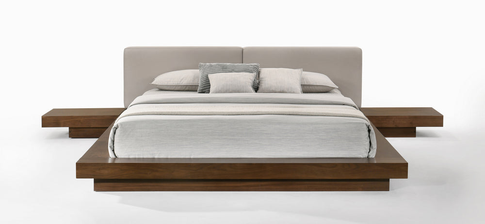 VIG Furniture Modrest Tokyo - Queen Contemporary Walnut and Grey Platform Bed  VGMABR-90-WAL-GRAY-Q
