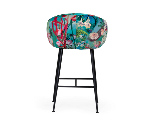 VIG Furniture Modrest Roxann - Contemporary Floral Velvet Bar Stool VGEUMC-9292CH-A-B