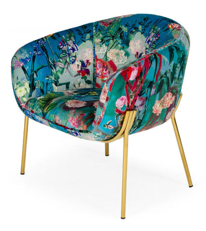 VIG Furniture Modrest Falco - Contemporary Floral Velvet and Gold Accent Chair VGEUMC-9581CH-A