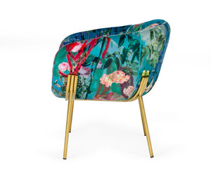 VIG Furniture Modrest Falco - Contemporary Floral Velvet and Gold Accent Chair VGEUMC-9581CH-A