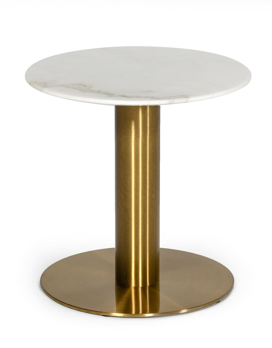 VIG Furniture Modrest Fairway - Glam White Marble and Brushed Gold End Table VGEUMC-6931ET