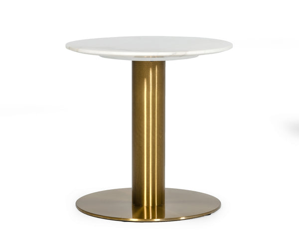 VIG Furniture Modrest Fairway - Glam White Marble and Brushed Gold End Table VGEUMC-6931ET