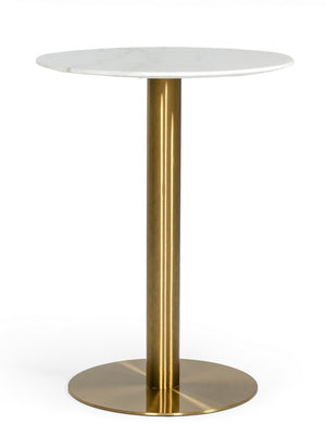 VIG Furniture Modrest Fairway - Glam White Marble and Brushed Gold Bar Table VGEUMC-6931BT