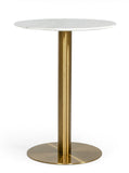 VIG Furniture Modrest Fairway - Glam White Marble and Brushed Gold Bar Table VGEUMC-6931BT