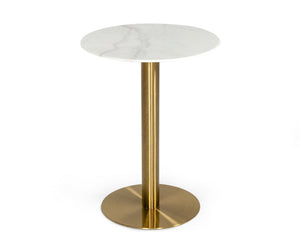 VIG Furniture Modrest Fairway - Glam White Marble and Brushed Gold Bar Table VGEUMC-6931BT