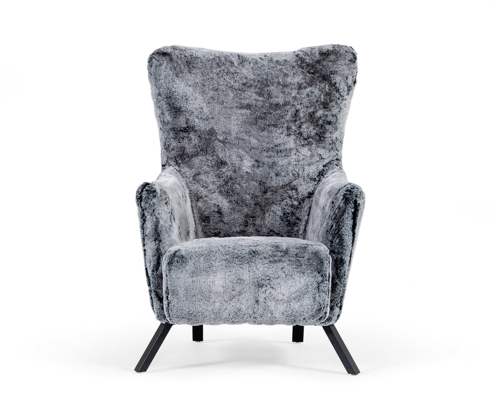 VIG Furniture Modrest Findon - Glam Grey Faux Fur Accent Chair VGEUMC-9359CH