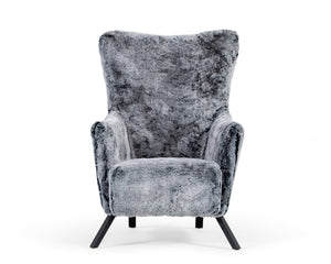 VIG Furniture Modrest Findon - Glam Grey Faux Fur Accent Chair VGEUMC-9359CH