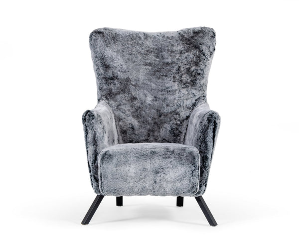 VIG Furniture Modrest Findon - Glam Grey Faux Fur Accent Chair VGEUMC-9359CH