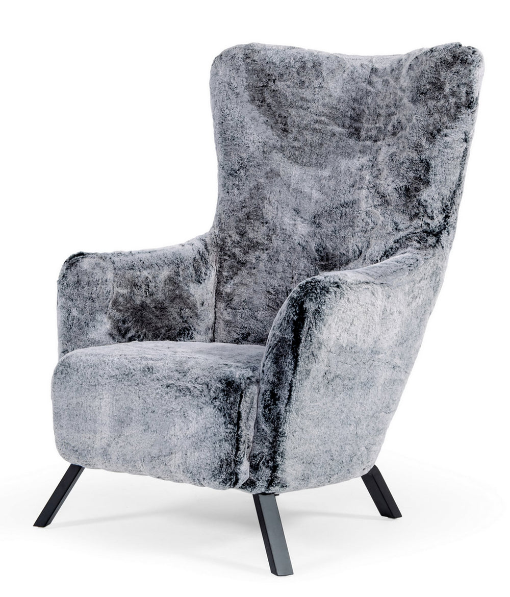 VIG Furniture Modrest Findon - Glam Grey Faux Fur Accent Chair VGEUMC-9359CH