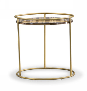 VIG Furniture Modrest Gilcrest - Glam Brown and Gold Marble End Table VGODLZ-199E