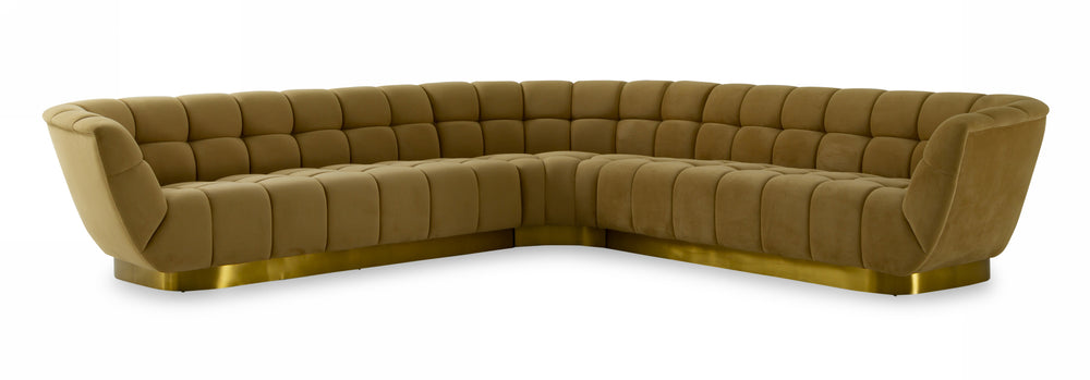 VIG Furniture Divani Casa Granby - Glam Mustard and Gold Fabric Sectional Sofa VGODZW-946-SECT