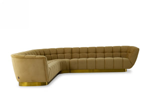 VIG Furniture Divani Casa Granby - Glam Mustard and Gold Fabric Sectional Sofa VGODZW-946-SECT
