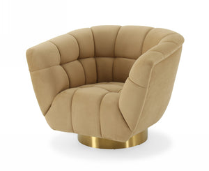 VIG Furniture Divani Casa Granby - Glam Mustard and Gold Fabric Chair VGODZW-946-CHR