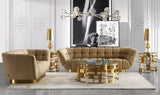 VIG Furniture Divani Casa Granby - Glam Mustard and Gold Fabric Loveseat VGODZW-946-LVST