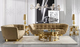 VIG Furniture Divani Casa Granby - Glam Mustard and Gold Fabric Sofa VGODZW-946 VGODZW-946