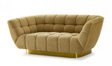 Divani Casa Granby - Glam Mustard and Gold Fabric Loveseat