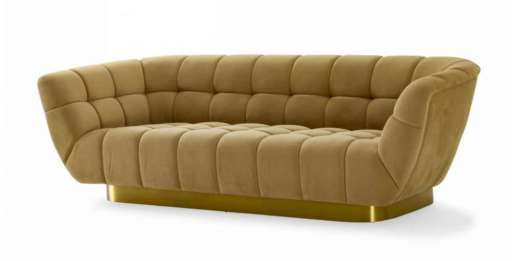 VIG Furniture Divani Casa Granby - Glam Mustard and Gold Fabric Sofa VGODZW-946 VGODZW-946