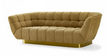 Divani Casa Granby - Glam Mustard and Gold Fabric Sofa