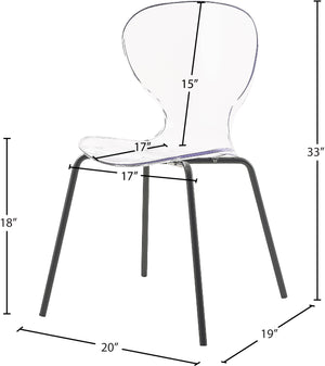 Clarion Lucite Polycarbonate / Metal Contemporary Matte Black Dining Chair - 19.5" W x 19" D x 32.5" H