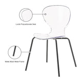 Clarion Lucite Polycarbonate / Metal Contemporary Matte Black Dining Chair - 19.5" W x 19" D x 32.5" H