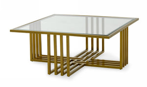 VIG Furniture Modrest Kodiak - Glam Clear Glass and Gold Glass Coffee Table VGODLZ-210RC