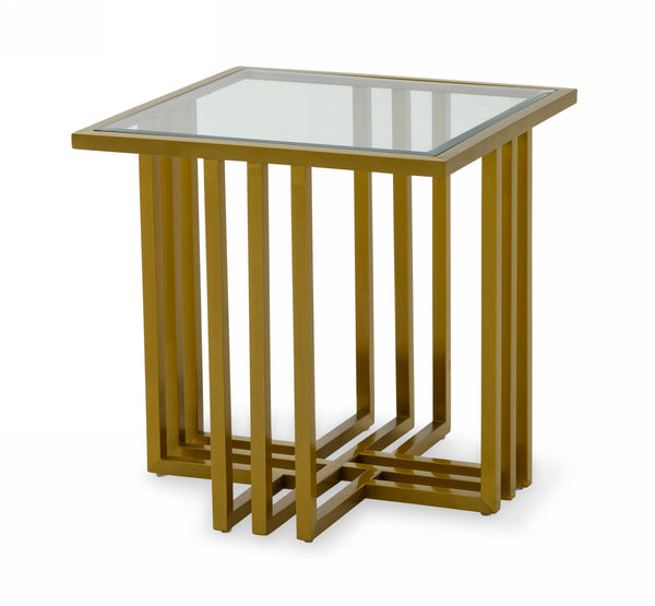 VIG Furniture Modrest Kodiak - Glam Clear Glass and Gold Glass End Table VGODLZ-210E