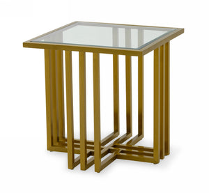 VIG Furniture Modrest Kodiak - Glam Clear Glass and Gold Glass End Table VGODLZ-210E