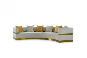 VIG Furniture Divani Casa Kiva - Glam Beige and Gold Fabric Sectional Sofa VGODZW-9114