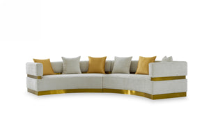 VIG Furniture Divani Casa Kiva - Glam Beige and Gold Fabric Sectional Sofa VGODZW-9114