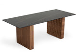 VIG Furniture Modrest Maggie - Modern Walnut and Black Ceramic Top Dining Table VGDWJ3555-1