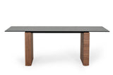 VIG Furniture Modrest Maggie - Modern Walnut and Black Ceramic Top Dining Table VGDWJ3555-1