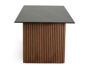 VIG Furniture Modrest Maggie - Modern Walnut and Black Ceramic Top Dining Table VGDWJ3555-1