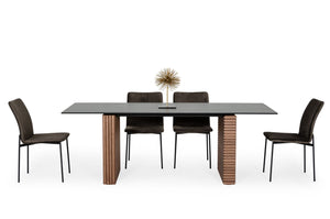 VIG Furniture Modrest Maggie - Modern Walnut and Black Ceramic Top Dining Table VGDWJ3555-1