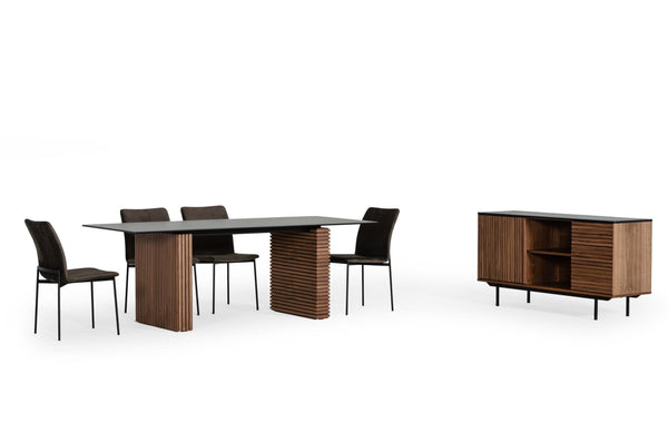 VIG Furniture Modrest Maggie - Modern Walnut and Black Ceramic Top Dining Table VGDWJ3555-1