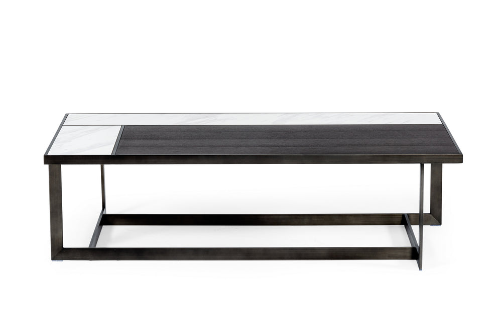 VIG Furniture Modrest Fargo - Modern Ceramic & Grey Walnut Coffee Table VGHB320X