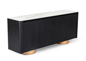 VIG Furniture Modrest Peak - Modern White Ceramic/Black Oak/Rosegold Buffet  VGHB350M